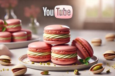 French Macarons with Natural Pink Color & Pistachio Cream