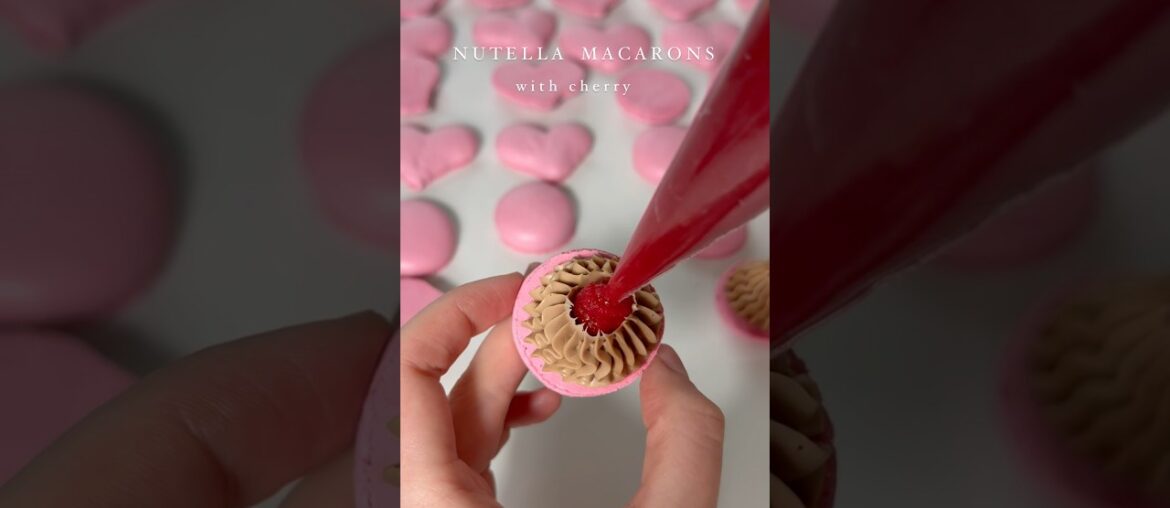 ValentinesDay’s Nutella Macarons with Cherry #valentinesday #macarons #nutella #recipe #cherry