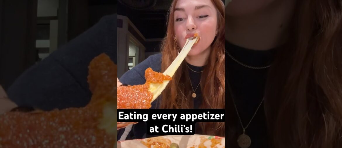 Eating every appetizer at Chili’s! #foodie #shorts #eating #burger #mukbang #fries #mozzarella