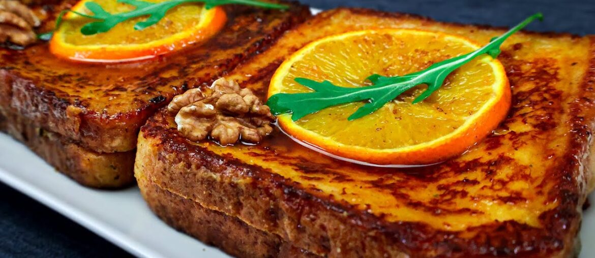 Gourmet French Toast Sandwich with Caramelized Orange & Creamy Cheese