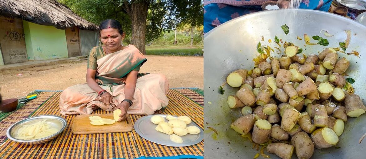 French Fries and Avaraka Koottu Recipe | Valli Kilangu Cooking in Village | Side Dish Recipes