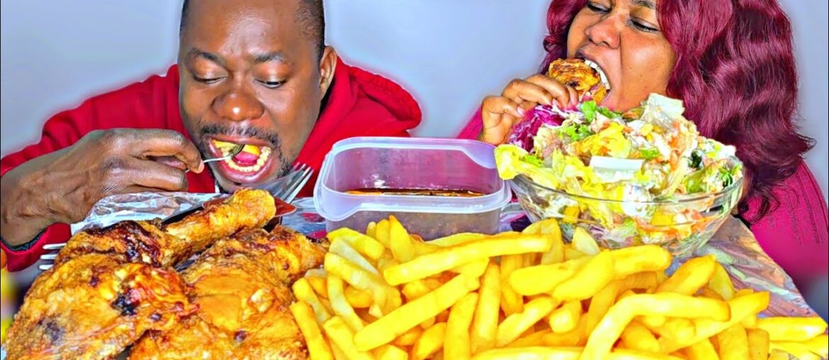 [Mukbang ASMR] French Fries With Grilled Chicken Salad Mukbang