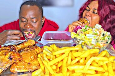 [Mukbang ASMR] French Fries With Grilled Chicken Salad Mukbang