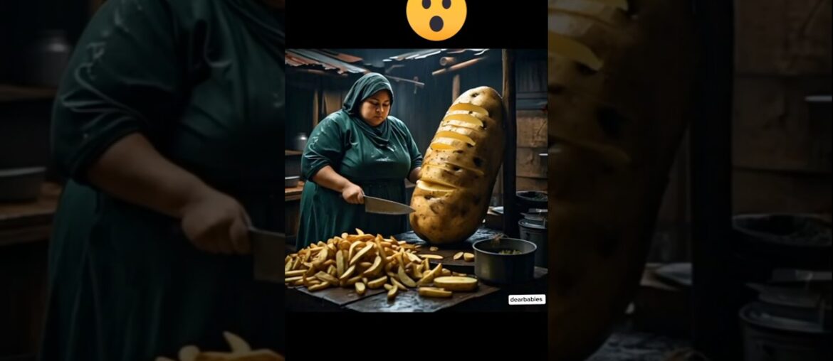 Women making french fries from large potatoes#trending#cute#funny#cookingeating