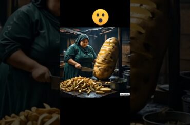 Women making french fries from large potatoes#trending#cute#funny#cookingeating