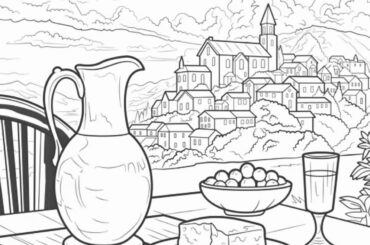 Wine and Cheese French Village View Hey Color app Paint by Number #coloringbook