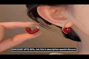 French Romantic Wine Red Enamel Heart Shaped Pendant Earrings Fashion Jewelry For Women Eardrop Acce
