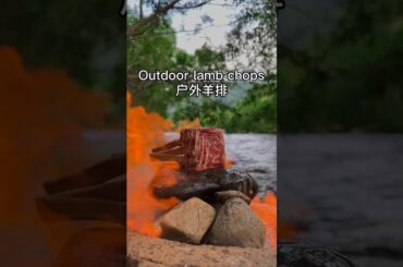 French lamb chops made by the forest river are like a dream. Do you like this feeling? #outdoorfood