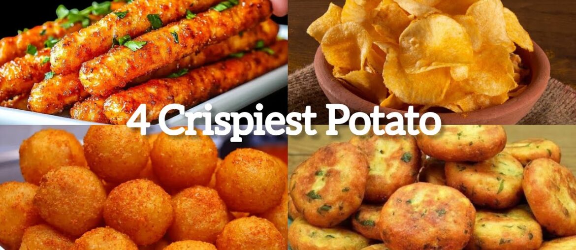 4 Crispiest Potatoes Recipe! Perfect Potato Chips! Crispy French Fries! Collections Potato Snack