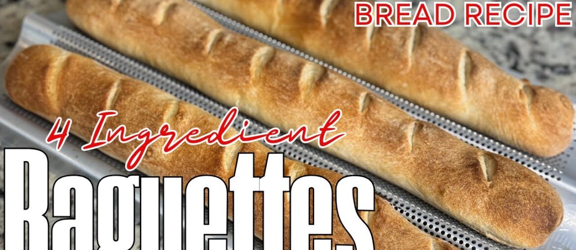 Easy Baguettes – French Baguette Bread Recipe – 4 Ingredients – Easy Bread Recipe – Italian Bread Easy Baguettes - French Baguette Bread Recipe - 4 Ingredients - Easy Bread Recipe - Italian Bread