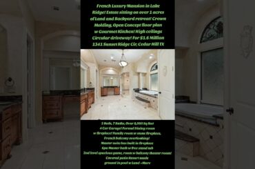 French Luxury Mansion Estate with circular driveway backyard retreat! Built in Sauna. Sits on 1 acre