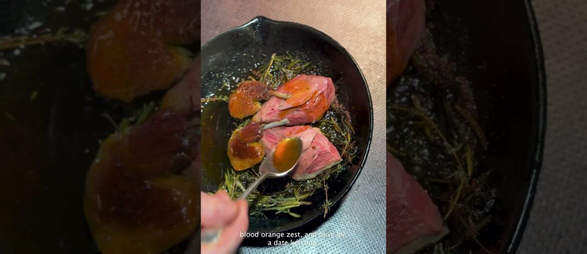 Anjou Pigeon, Spiced Date, Blood Orange and Green Olive #cooking #chef #restaurant #michelin