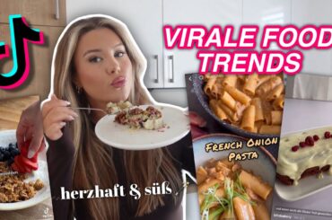 Trying out VIRAL TIKTOK RECIPES: french onion Pasta, Schoko-Himbeer Kuchen, Banana Granola...