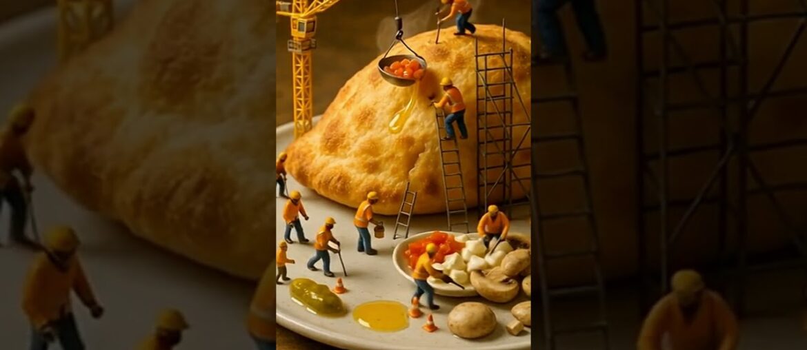 Tiny miniature humans making the best French calzone! #foodmaking #trendingshort #short #recipe