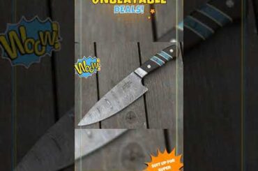 Epicurian Damascus Chef Knife with Exotic Wenge Wood & Turquoise Handle
