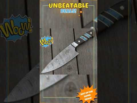 Epicurian Damascus Chef Knife with Exotic Wenge Wood & Turquoise Handle Epicurian Damascus Chef Knife with Exotic Wenge Wood & Turquoise Handle