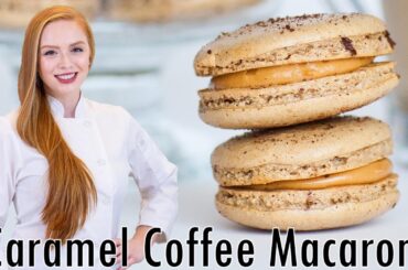 Coffee Macarons with Caramel Filling - The BEST French Macarons!