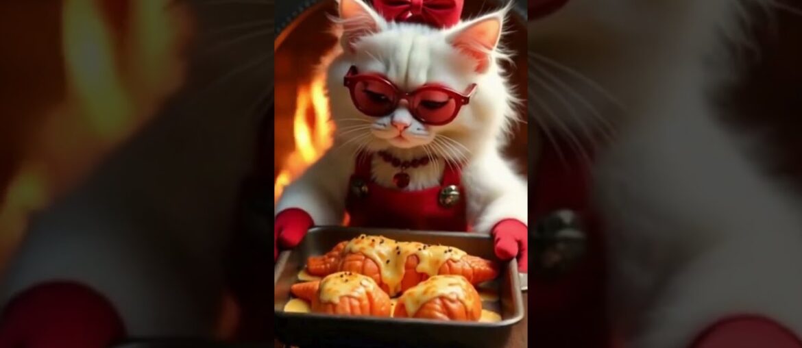 Elegant White Persian Cat Cooks French Style Lobster Thermidor in a Luxury Kitchen #PersianCatChef