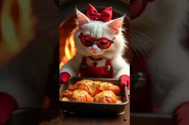 Elegant White Persian Cat Cooks French Style Lobster Thermidor in a Luxury Kitchen #PersianCatChef