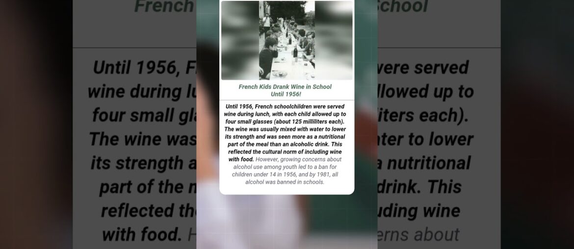 French Kids Drank Wine in School Until 1956! | #fact #facts #shorts