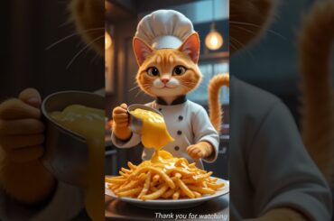 Crispy French Fries by Chef Neko | Famous USA Street Food #ai #food #cooking #fries #shorts #cat
