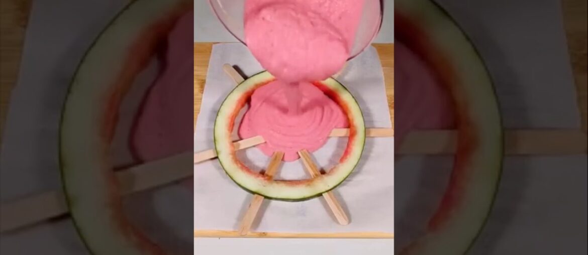 How to make Watermelon Ice Cream with just 3 ingredients ASMR!(With French subtitles)#shorts #asmr