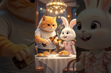 Pet's Gourmet Adventure! Orange Cat Cooks, Bunny Joins. A Must - See Feast!#cat #funny #cute #pets