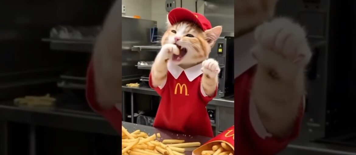 Cat is making French fries #cat#shorts#cute#frenchfries#cookingcat#trending#ai#aiart#viralvideo