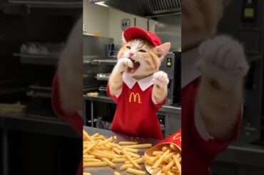 Cat is making French fries #cat#shorts#cute#frenchfries#cookingcat#trending#ai#aiart#viralvideo