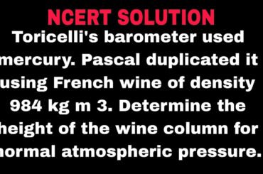 Toricelli's barometer used mercury. Pascal duplicated it using French wine of density 984 kg m 3. De