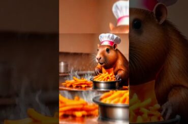 Cappybara's Crunchy Fries: A Gourmet Adventure! #capybara #cooking #cute #fries #chef