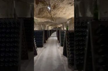 Miles and miles of riddling sparkling wine in a cave #loirevalley #winery #frenchwine