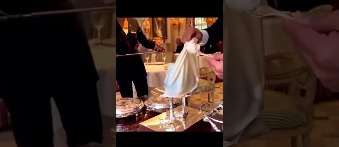 Fancy chicken served at the 3-Michelin star Epicure restaurant in Paris, France. #michelinfood #fyp