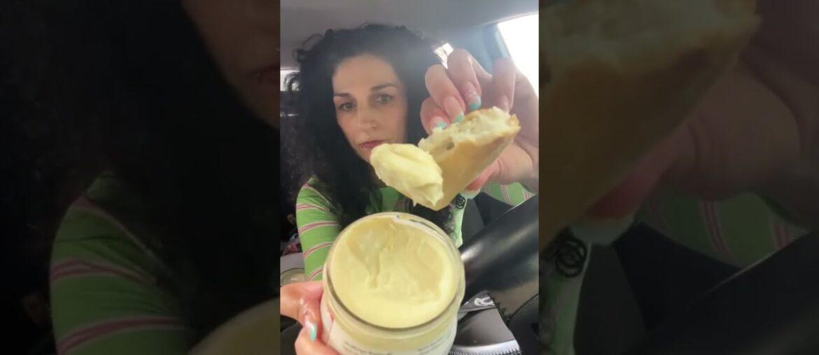 Eating Waitrose baguette with French butter and mayonnaise Eating Waitrose baguette with French butter and mayonnaise