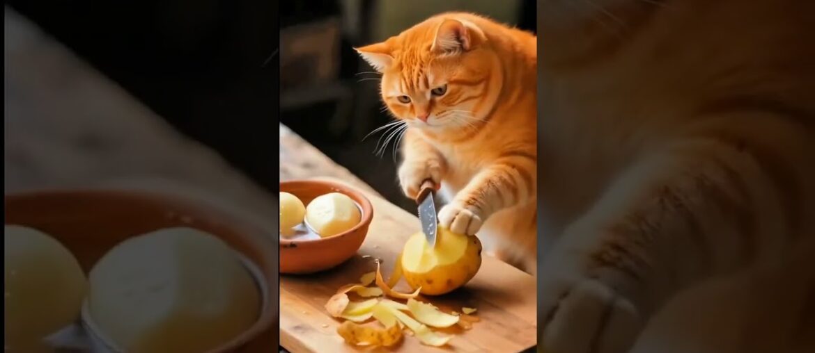 A cat cooking french frie #catvideos #shorts #ai #trendingshorts
