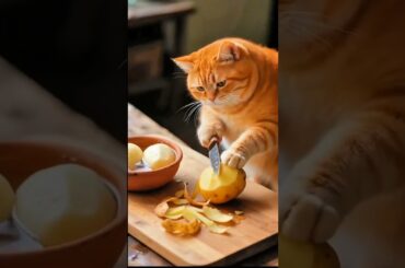 A cat cooking french frie #catvideos #shorts #ai #trendingshorts