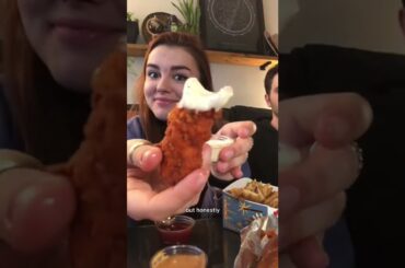 Crispy honey butter chicken, spicy tenders, & waffle fries!! #shorts #foodie #fastfood #friedchicken