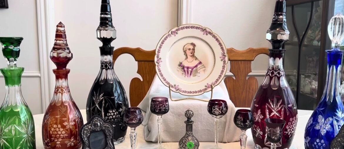 Amazing Estate Sale Finds Video #540:  Antique French Sevres Plate, Cut To Clear Decanters & More!!