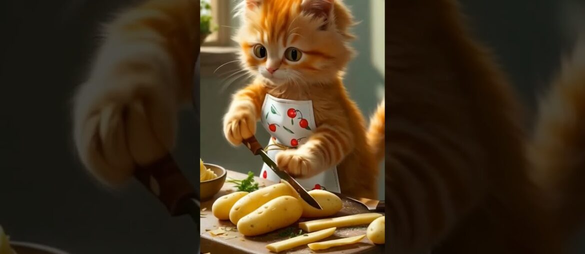 chef making french fries #cat #chef #viralvideo #shorts #ytshorts