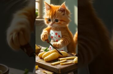 chef making french fries #cat #chef #viralvideo #shorts #ytshorts