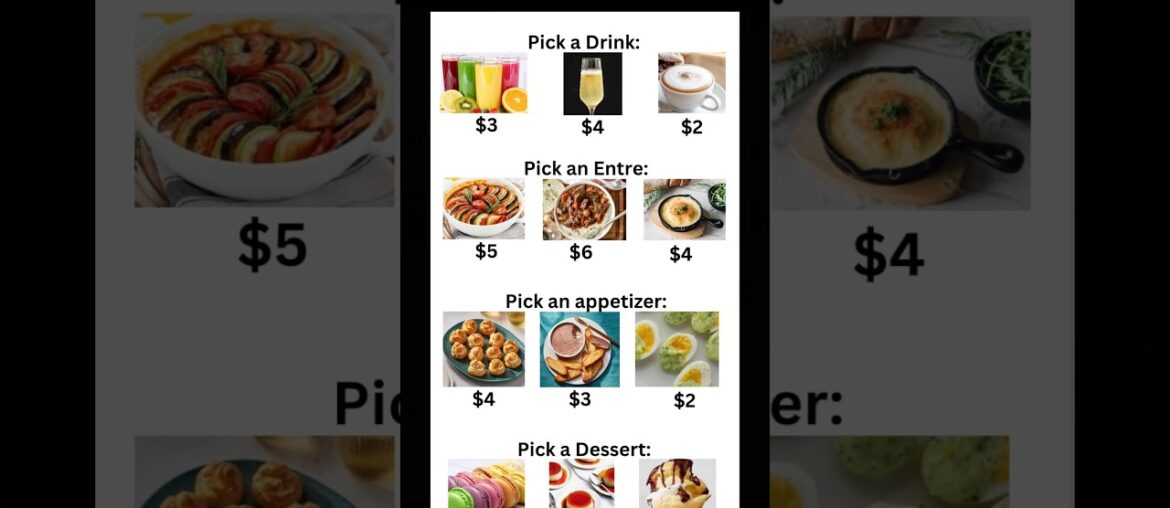 Choose Your Meal! (French Restaurant Version) #french #france #food #money #choose #edit #dessert