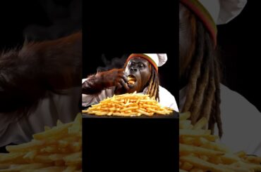 RASTA ORANGUTAN Eats FRENCH FRIES MUKBANG!! #ai #veo3 #orangutan #asmr