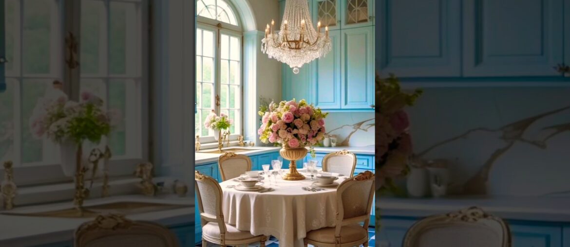 Elegant French Blue Kitchen-Dining I Classic European Interior Design Inspiration Elegant French Blue Kitchen-Dining I Classic European Interior Design Inspiration