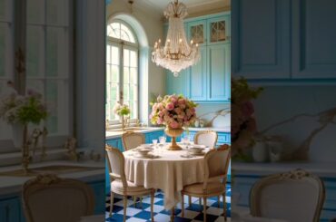 Elegant French Blue Kitchen-Dining I Classic European Interior Design Inspiration