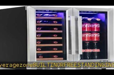 Newair Wine and Beverage Refrigerator French Door, 24 Inch Cabinet, 20 Bottle & 78 Can Cooler with