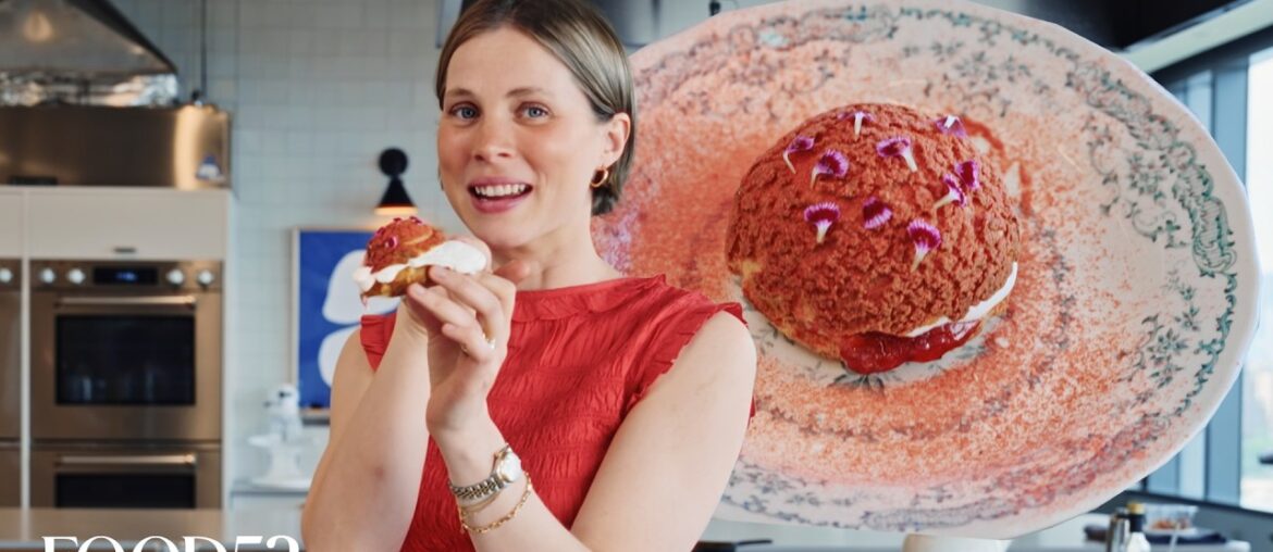 Must Try Dessert! How To Make A Strawberry Rhubarb Choux au Craquelin | It’s Fine with Tess Gigone