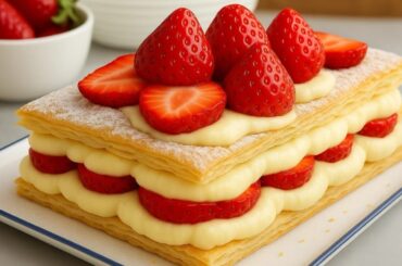 Easy French Vanilla Slice (with Strawberries) in 30 Minutes | Krempita - Cremeschnitte Recipe