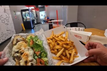 CHARLEYS CHEESESTEAK POV SPICY SANDWICH FRENCH FRIES RELAXING EATING FAST FOOD SANDWICH ASMR MUKBANG