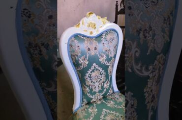 wood carving dining chair  white and gold #youtubeshorts #video #short #homedecore