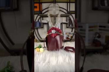 Elegant wine-red petal bucket bag#Handmade #Leather #handmadebag #customize #worldwideshipping